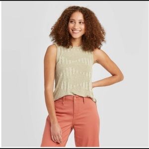 NWT Women's Jacquard Tank Top - A New Day™ Olive S